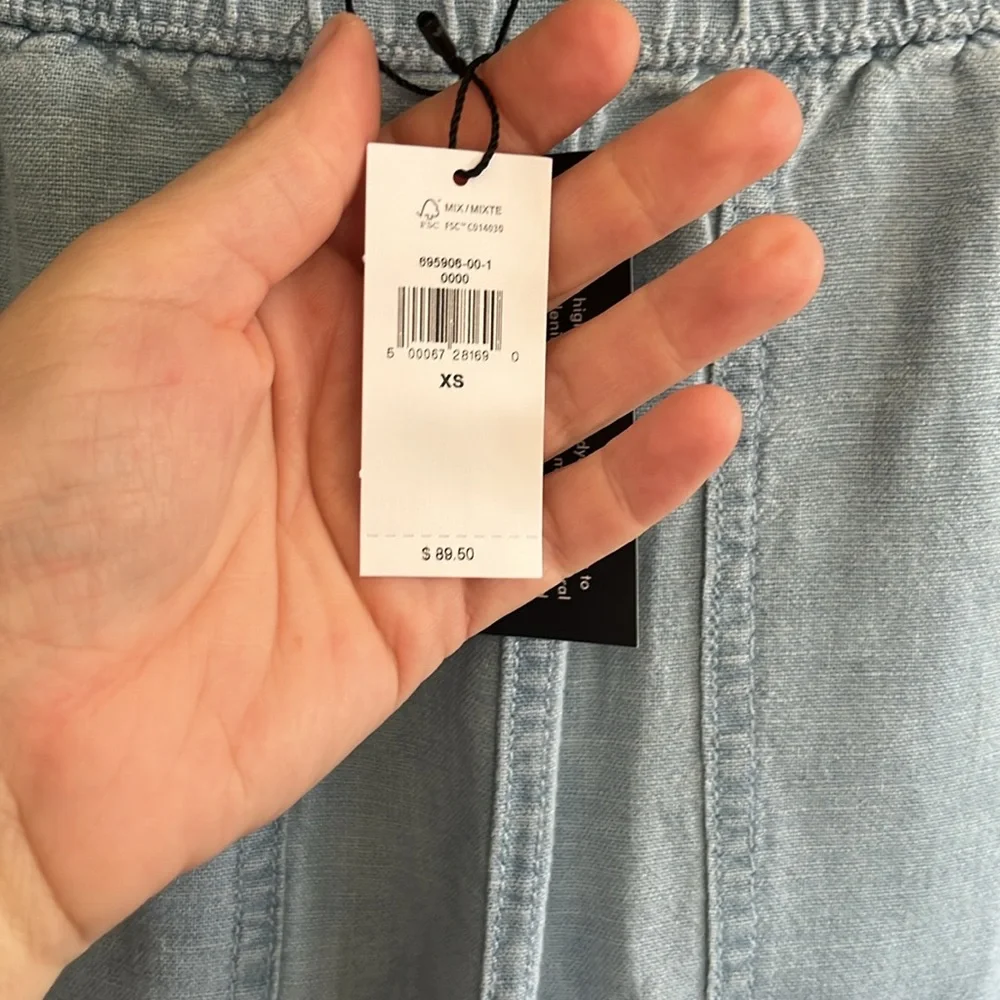 Banana Republic Linen Blend Pants Light Blue Cropped Lightweight Sz XS NWT